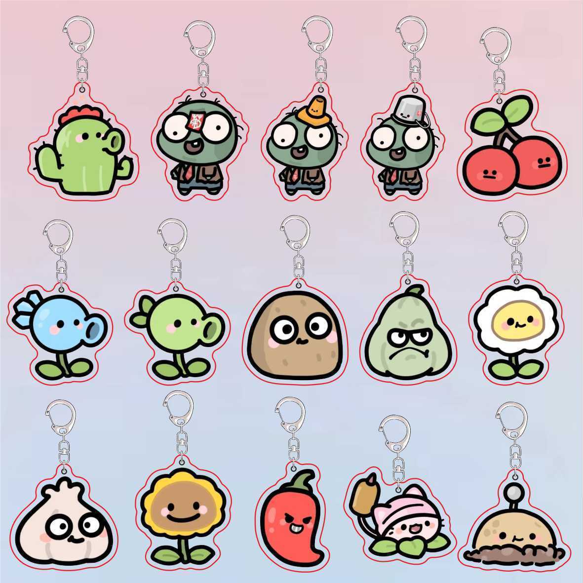 Jewelry Making Hobby - Chaveiro Acrílico Fofo Plants Vs Zombies,