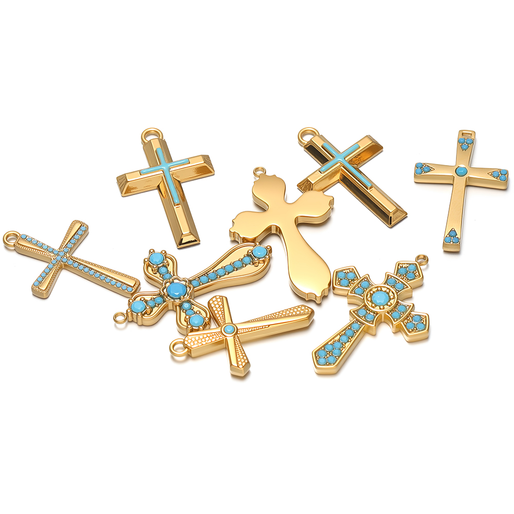 4 peças de pingentes de cruz e - Jewelry Making Stones avaliação e preço